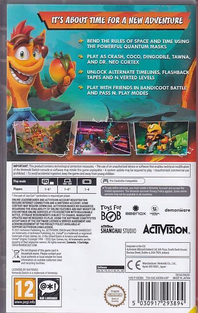 Crash Bandicoot 4 Its About Time - Nintendo Switch spil (A Grade) (Genbrug)